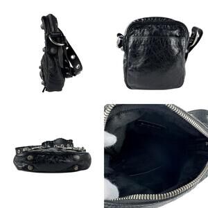 Balenciaga Shoulder Cagoule Bag Le Black Leather